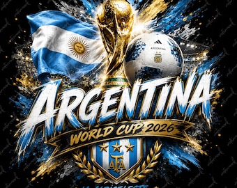 Fanático del fútbol argentino en el Mundial 2026 (Imagen PNG, descarga digital)