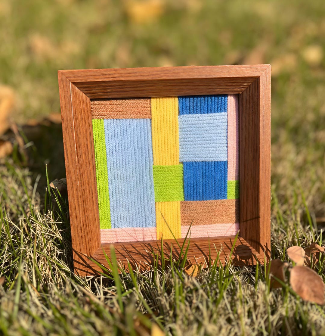 Picture Idea: Geometric Fiber Art Frame Woven Yarn Wall Hanging Medieval Modern