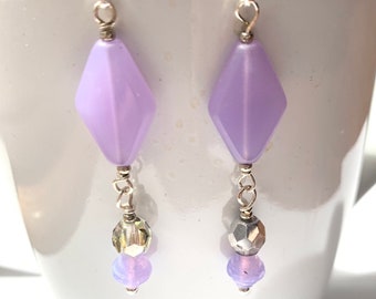 Purple Czech Glass Earrings