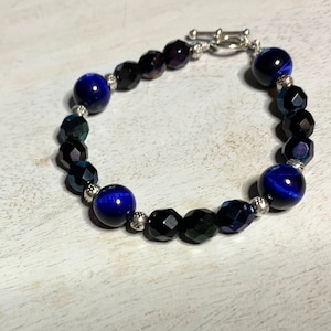 Blue Tiger eye and Czech Glass Bracelet