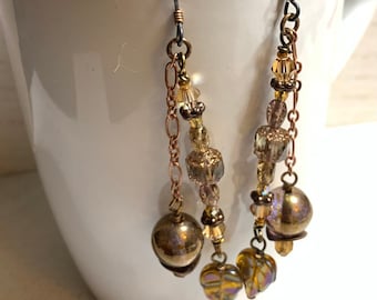 Bronze Czech Glass Earrings