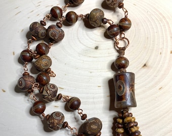 Dzi Agate Necklace and Pendant