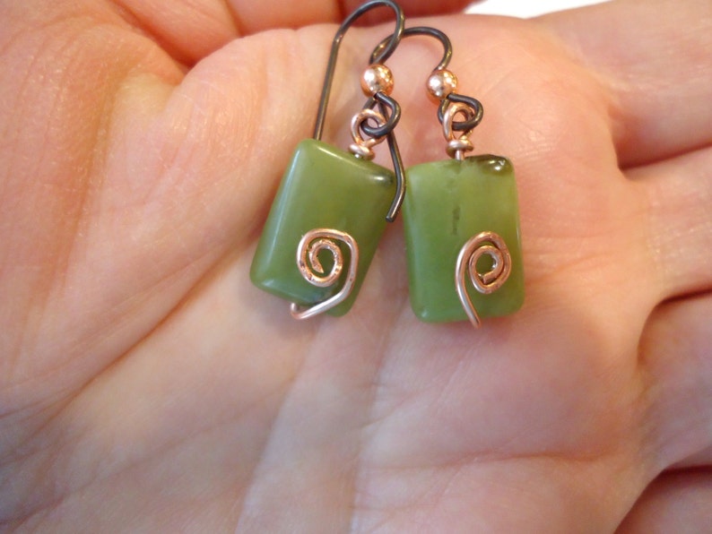 New Jade and Copper Earrings Etsy