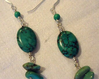 Turquoise Wire Wrapped Earrings