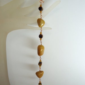 Yellow Jasper and Tiger Eye Bracelet, Chunky Bracelet, Wire Wrapped Bracelet image 3