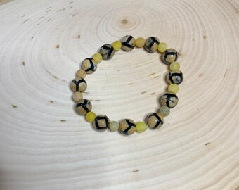 Yellow Agate Bracelet, Yellow Stretch Bracelet