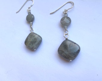 Labradorite Earrings, Wire Wrapped Labradorite Earrings