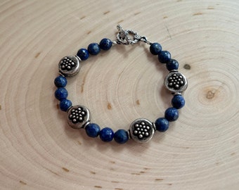 Lapis and Bali Silver Bracelet