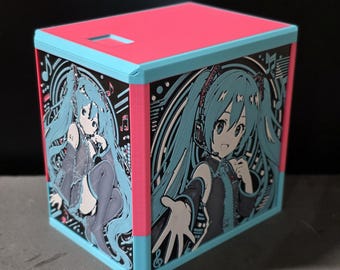 Hatsune Miku MTG Deck Box | Secret Lair Commander Deck Box | 3D Printed TCG Card Storage Top Loader Display
