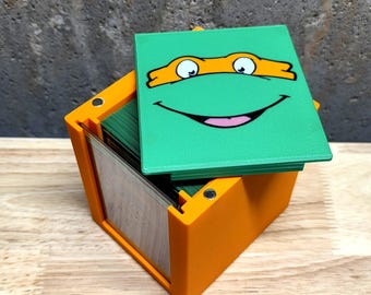Michelangelo TMNT MTG Deck Box | Commander Deck Box | 3D Printed TCG Card Storage Top Loader Display