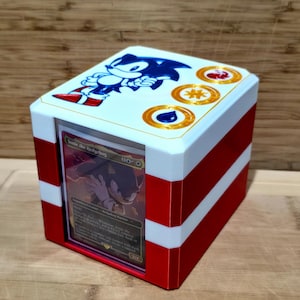 Sonic the Hedgehog MTG Commander Deck Box | 3D Printed EDH Card Storage | Magnetic Dice Token Tray | Gift for Him Magic the Gathering
