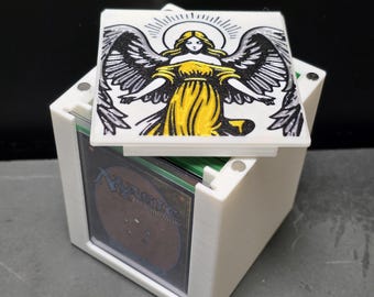 Angel  Magnetic MTG Commander Deck Box |Spellkeeper| 3D Printed TCG Deck Storage with Top Loader Display