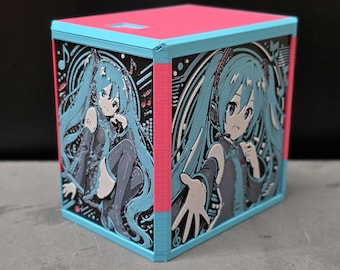 Hatsune Miku MTG Deck Box | Secret Lair Commander Deck Box | 3D Printed TCG Card Storage Top Loader Display