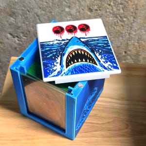 Jaws shark attack Magnetic MTG Commander Deck Box |Spellkeeper XL| 3D Printed TCG Deck Storage with Top Loader Display