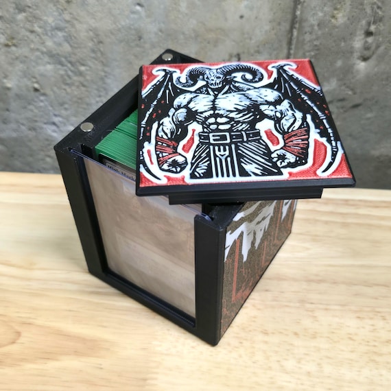 mtg deck box with commander display ZLCA Window Display, Trading Card Storage Box Holds 100 Double-Sleeved Cards Suitable for TCG/CCG/PTCG/EDH/Magic/Sport Cards (Black&Red) : Toys & Games and a stylish design in Black MTG Deck Box for Commander