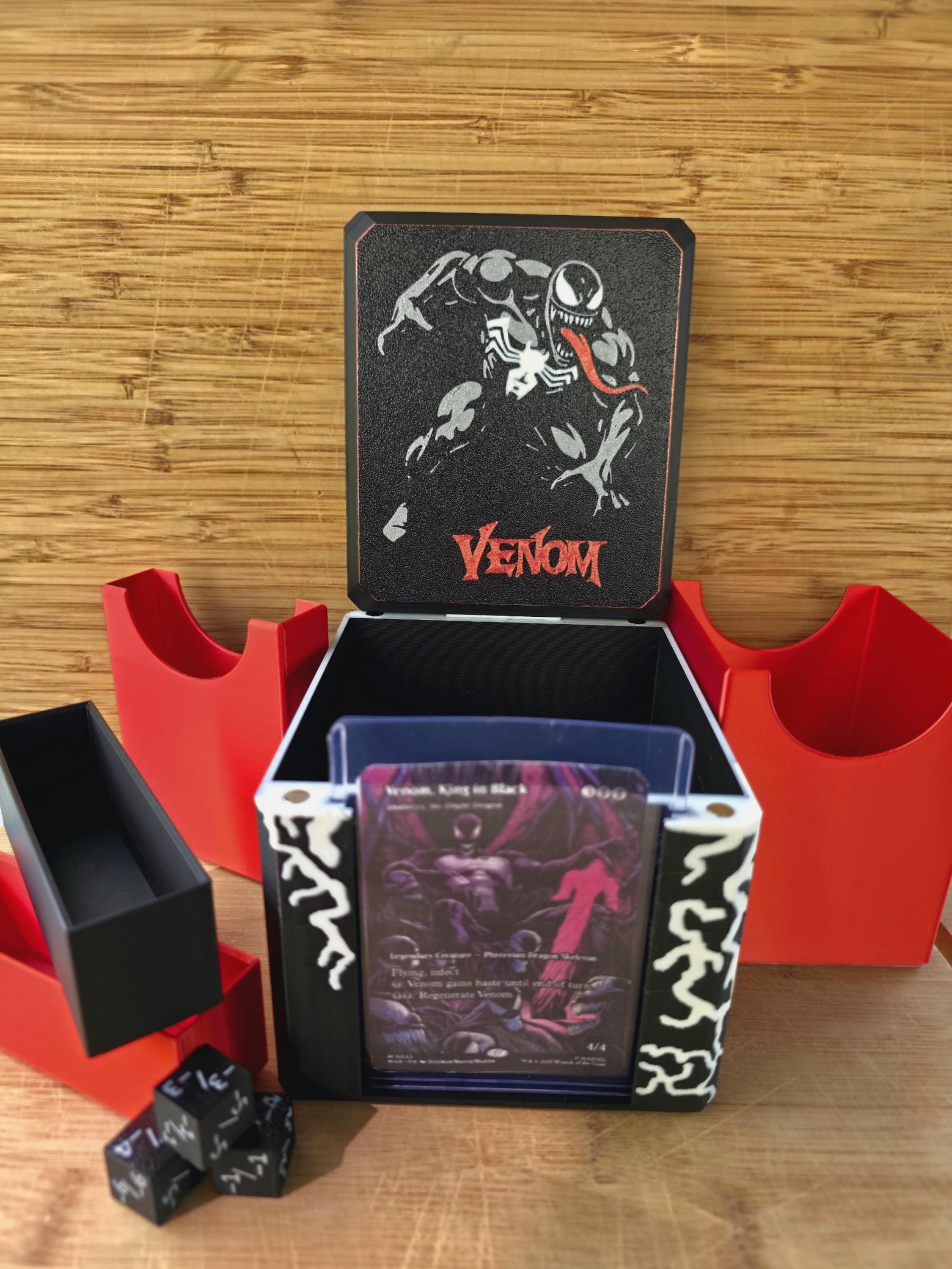 Venom Spider-man Magnetic MTG Commander Deck Box |command Station