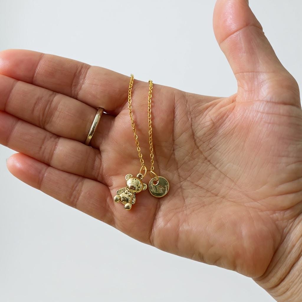 Collier Pendentif Fille Ourson Avec Ours En Peluche - Métal Tonique - Neuf