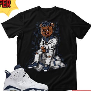 Maglietta Money Talks – T-shirt grafica unisex abbinata alle Jordan 6 Retro Midnight Navy, moda streetwear, outfit alla moda, regalo per gli amanti delle sneaker