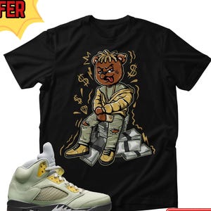 Maglietta Money Talks – T-shirt grafica unisex abbinata alle Jordan 5 Retro Jade Horizon, moda streetwear, outfit alla moda, regalo per gli amanti delle sneaker