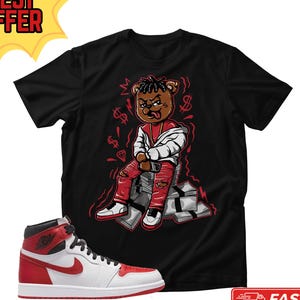 Maglietta Money Talks – T-shirt grafica unisex abbinata alle Jordan 1 Retro High OG Heritage, moda streetwear, outfit alla moda, regalo per gli amanti delle sneaker