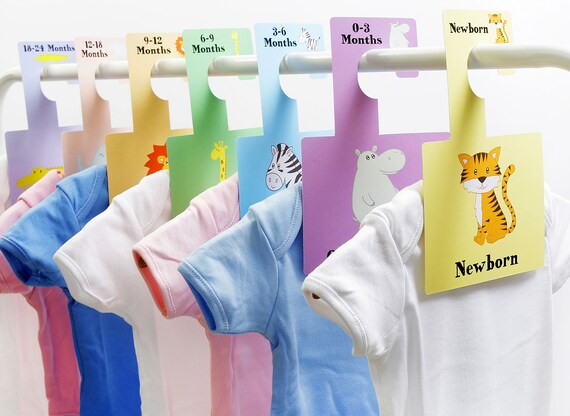 Safari Fits All Standard Nursery Rails Safari Animals Design Me Baby Wardrobe Dividers Pack of 8 Double-Sided Wardrobe Hangers Belo