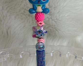 Stitch-Inspired Beaded Pens | Cute Alien Character Pens | Handmade Decorative Pens | Gift for Disney Fans | Kawaii Stationery