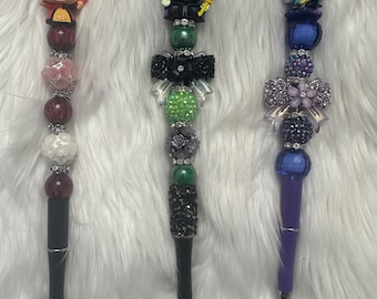 Villain Inspired Beaded Pens | Gothic Queen Villain Pens | Handmade Decorative Pens | Gift for Villain Lovers