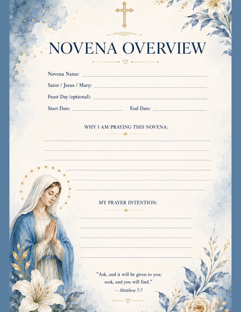 Catholic Novena Prayer Planner PDF | Printable Novena Journal | 9 Day Prayer Tracker | Catholic Prayer Journal | Digital Download image 8