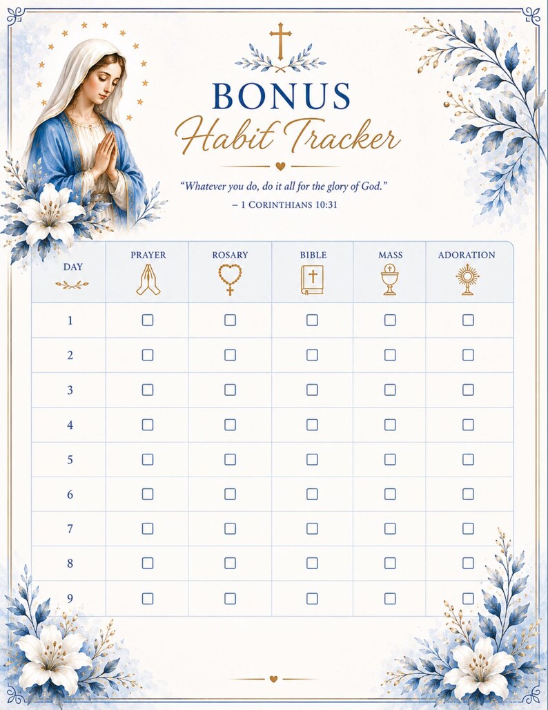 Catholic Novena Prayer Planner PDF | Printable Novena Journal | 9 Day Prayer Tracker | Catholic Prayer Journal | Digital Download image 4