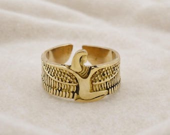 Gold Swan Ring Adjustable | Bird Wrap Ring Vintage Style | Animal Jewelry Gift for Women | Minimalist Statement Ring | Open Band Ring