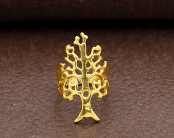 Tree of Life Ring, Brass Tree Ring, Spiritual Statement Ring, Nature Inspired Jewelry, Boho Adjustable Ring, Gift for Her