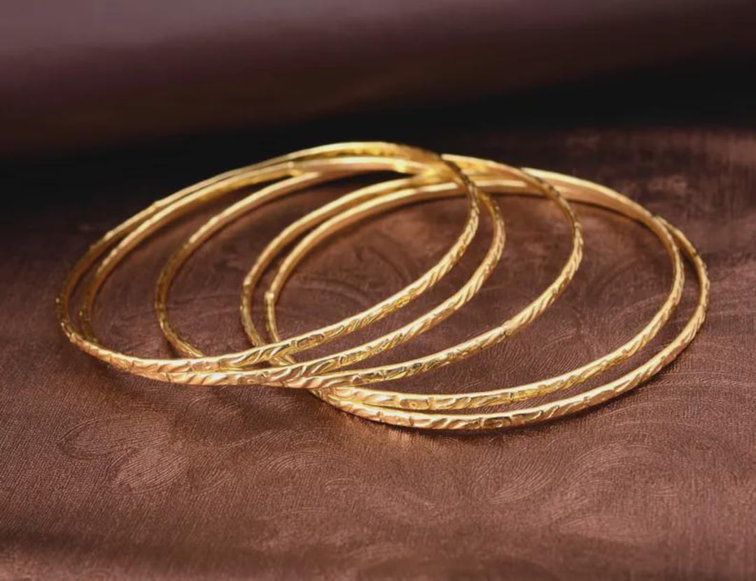 Thin Gold Bangles Set of 4, Everyday Stackable Bangle Bracelets ...