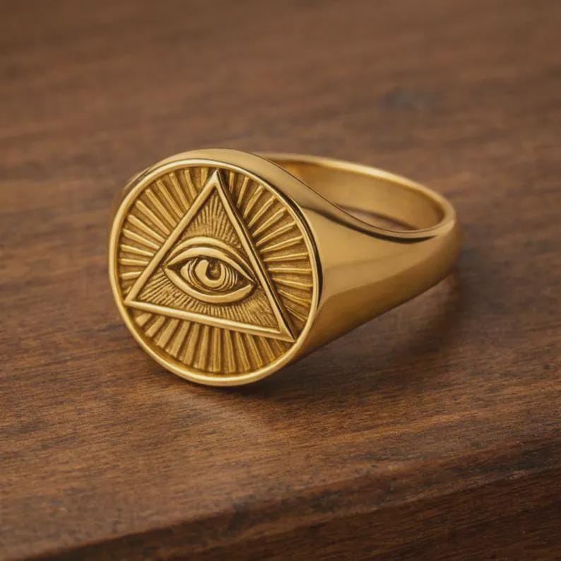 Seeing Eye Rings All Seeing Eye Ring Triangle Signet Ring for Men Women | Vintage Occult ...