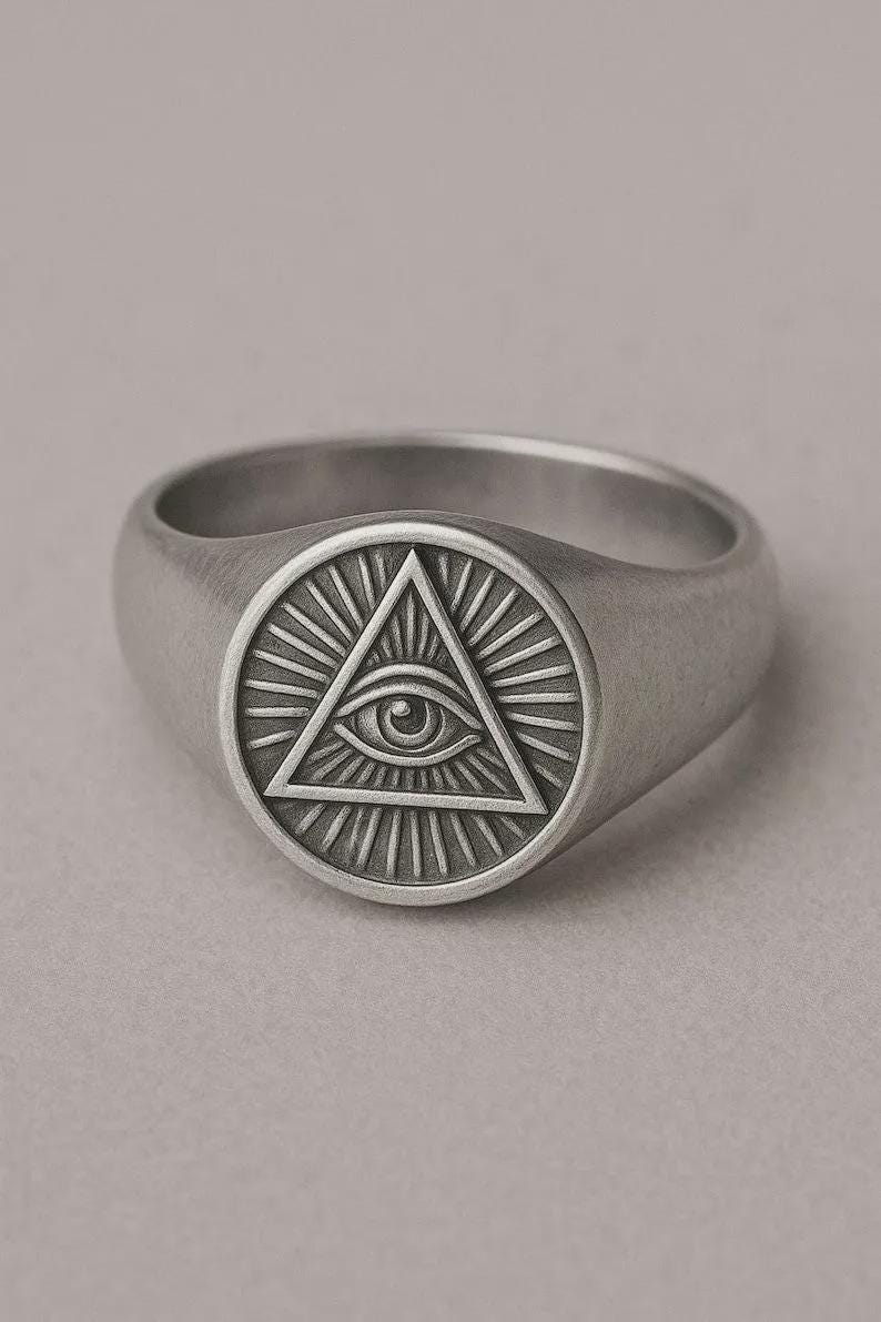 Seeing Eye Rings All Seeing Eye Ring Triangle Signet Ring for Men Women | Vintage Occult ...
