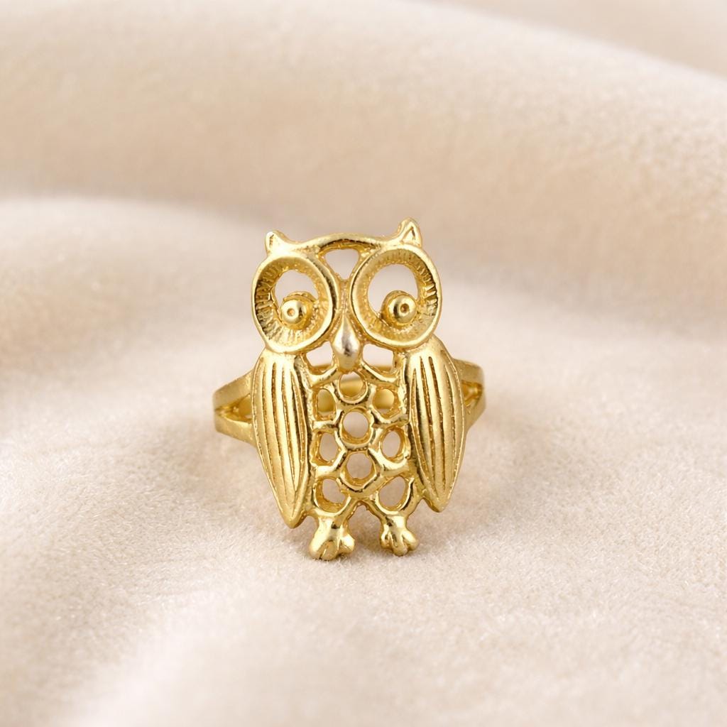 Owl Ring Gold, Vintage Owl Statement Ring, Animal Bird Jewelry, Nature Inspired Ring, Boho Owl Jewel