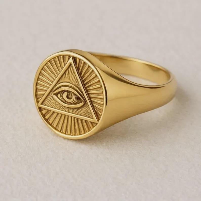 Seeing Eye Rings All Seeing Eye Ring Triangle Signet Ring for Men Women | Vintage Occult ...