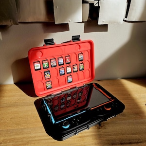 Switch 2-kompatibel bärväska – förvaring för 24 patroner – skyddande hårt fodral med Joy-Con-grepp