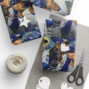 Gift Wrapper 30"x36", LA Baseball, 4 aces, Wrapping Paper Roll, Sports Team Gift Wrap, Baseball Fan Decor, Birthday Wrap.