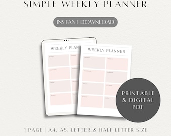 Simple Weekly Planner: Printable & Downloadable PDF