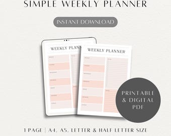 Simple Weekly Planner with To Do List: Printable & Downloadable PDF