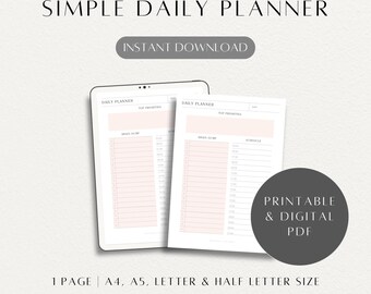 Simple Daily Planner with Brain Dump and Schedule: Printable & Downloadable PDF