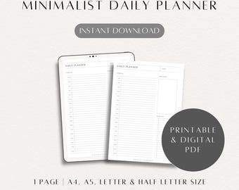 Monochrome Minimalist Daily Planner with Schedule: Printable & Downloadable PDF