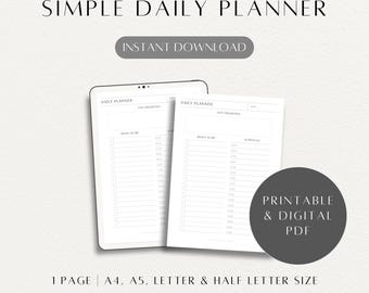 Simple Daily Planner with Brain Dump and Schedule: Printable & Downloadable PDF