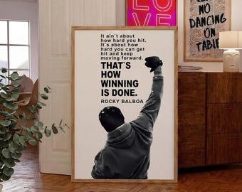 Rocky Balboa Motivational Quote Poster, Boxing Inspiration Wall Art, Gym Room Decor Print, Retro Movie Quote Canvas, Success Mindset Poster