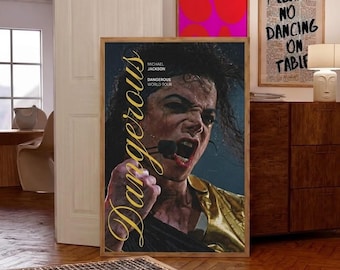 Michael Jackson Dangerous World Tour Poster, Vintage Concert Wall Art Print, Music Legend Canvas, Retro Pop Star Room Decor, Gift MJ Fans