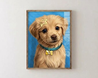 Personalized Pet Portrait Digital Painting Custom Dog or Cat Caricature Art Gift