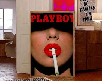 Vintage Playboy Style Fashion Poster, Vertical Glam Wall Art, Retro Magazine Aesthetic Print, Sexy Chic Decor, 70s 80s Fashion Wall Art