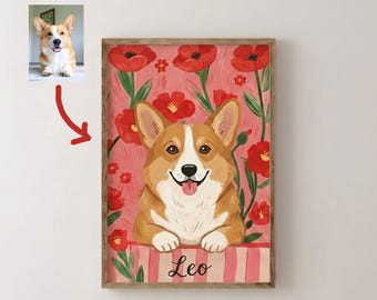Custom Pet Poppies Poster – Personalized Cottagecore Floral Wall Art