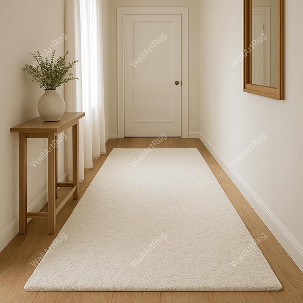 Off White Textured Rug Hand Tufted Wool Rug: Modern Off-white Solid Rug for Living Room ...