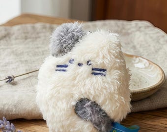 Kawaii Plush Cat Keychain, White Plush Bag Charm, Cute Animal Keyring, Soft Plush Kitten Toy, Beautiful Backpack Accessory, Gift for Her